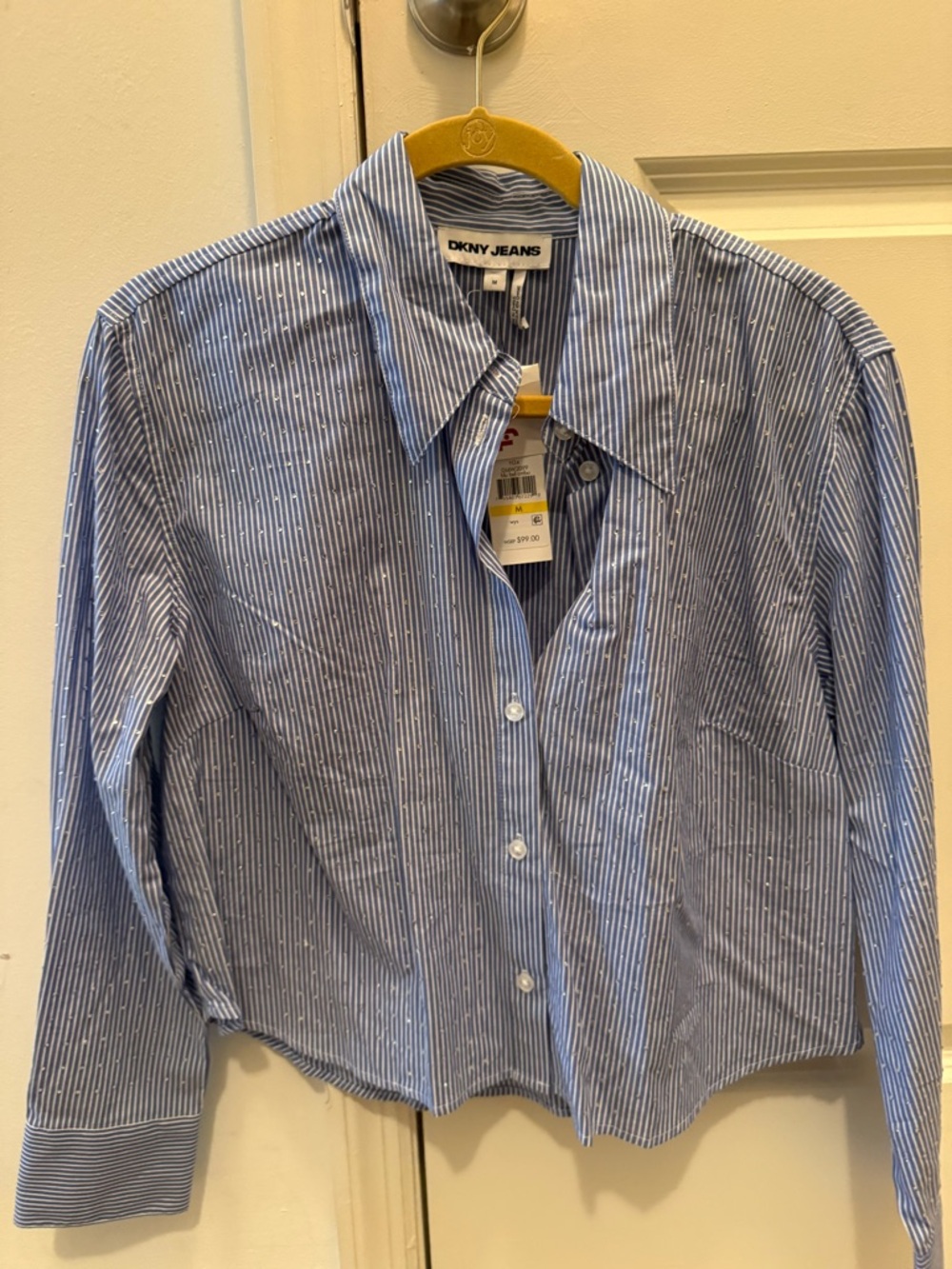 Dkny Jeans Blue & White Striped Button-Down Shirt